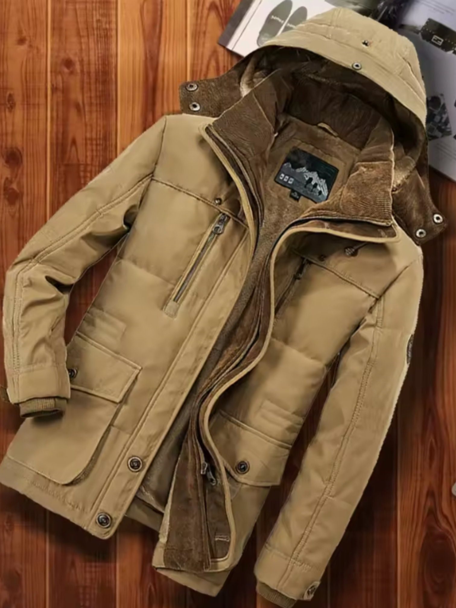 Winter Coat for Men | Hooded Casual Fit | Khaki1