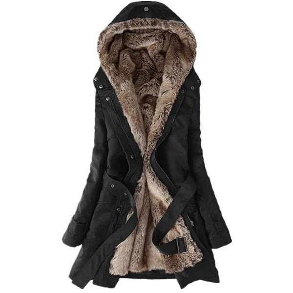 Winter Coat with Faux Fur Lining for Women | Elegant Fit | Black