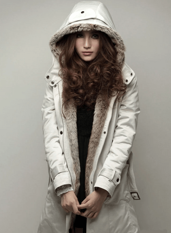 Winter Coat with Faux Fur Lining for Women | Elegant Fit | White