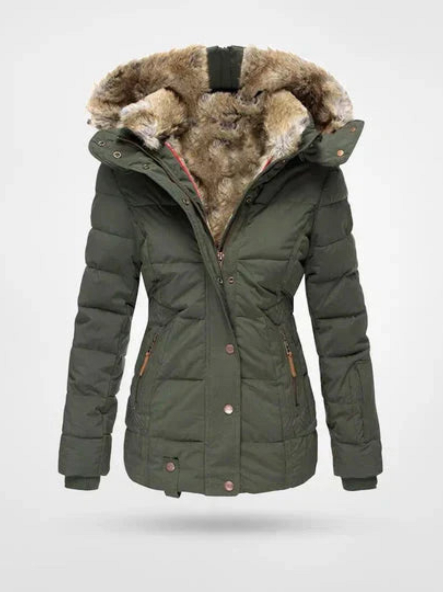 Winter Coats  for Women | Hooded Insulated | Army Green