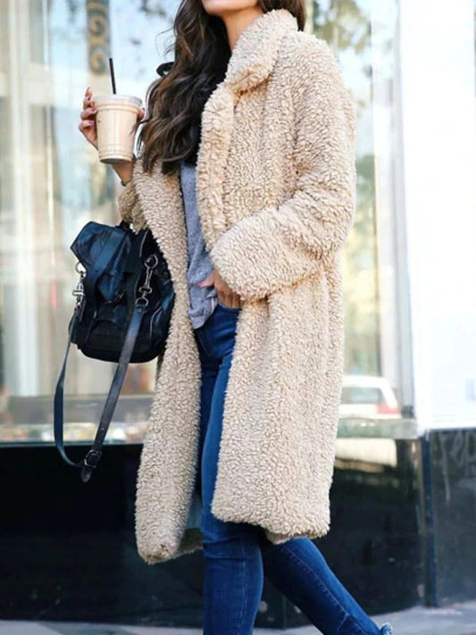 Winter Coats for Women, Long Teddy Coat | Warm | Beige