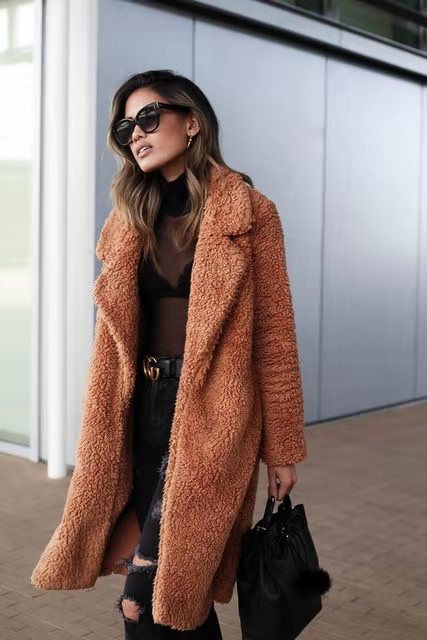 Winter Coats for Women, Long Teddy Coat | Warm | Copper