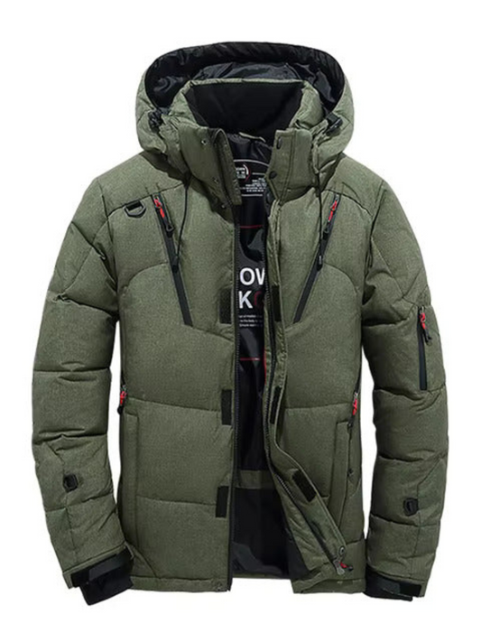 Winter Down Jacket for Men | Quilted, Hooded | Green