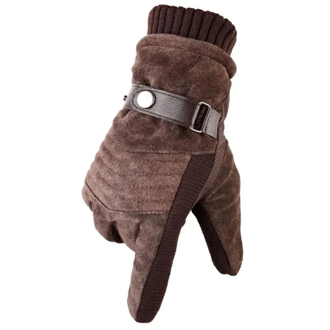 Winter Gloves for Men | Touchscreen-Compatible | Brown Knit