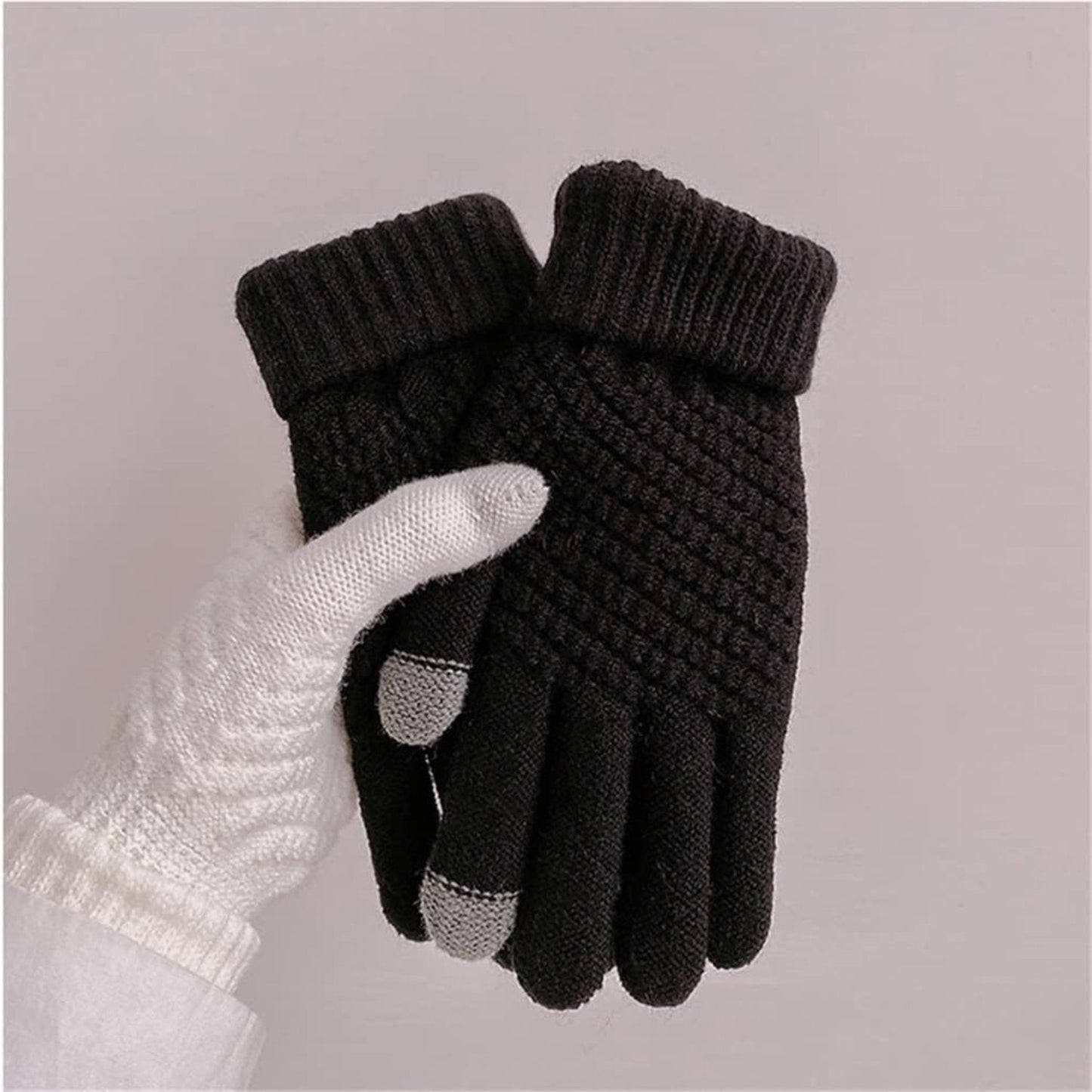 Winter Gloves for Men and Women | Classic Cotton Design | Black