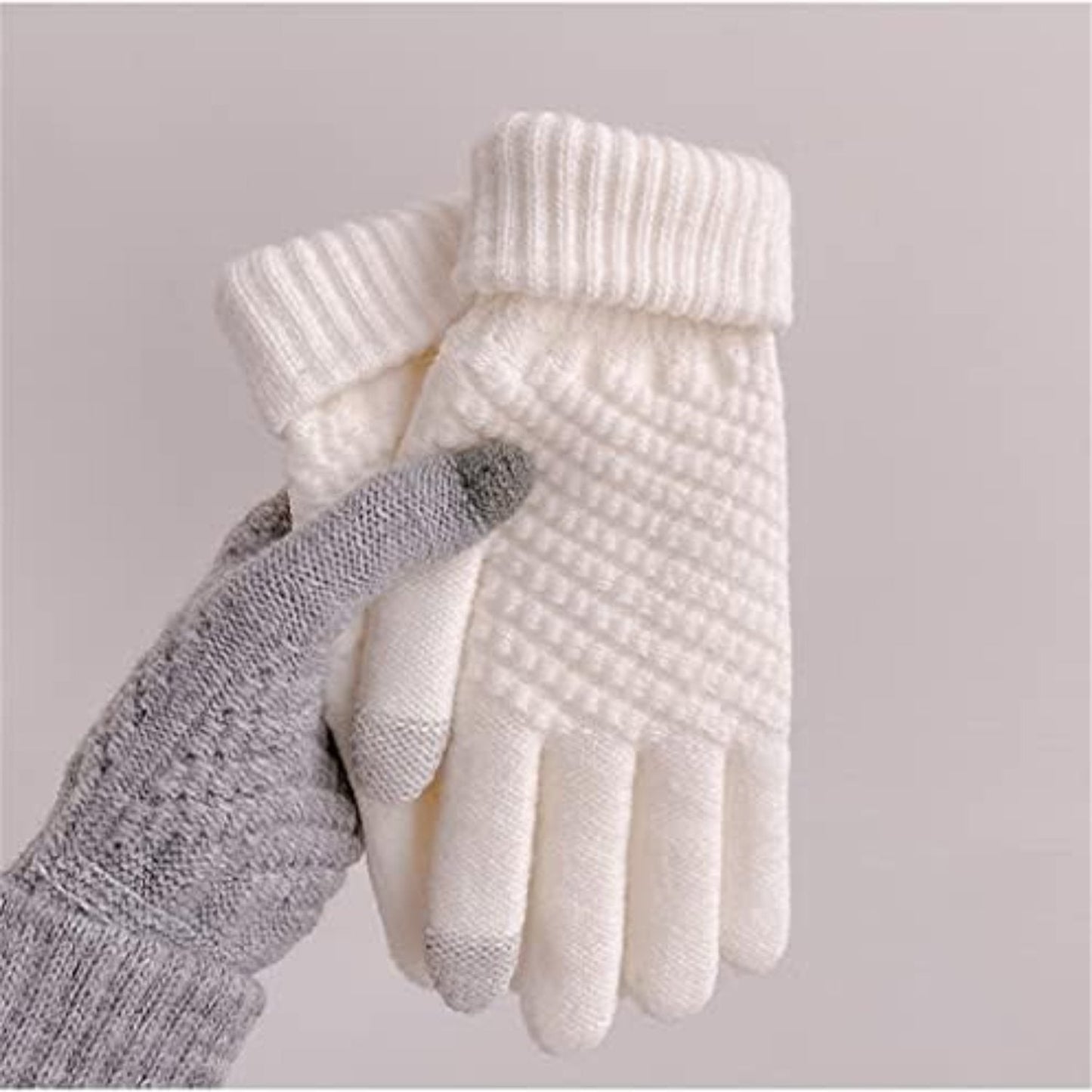 Winter Gloves for Men and Women | Classic Cotton Design | White