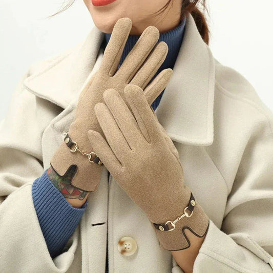 Winter Gloves for Women | Vintage-Inspired Design | Khaki
