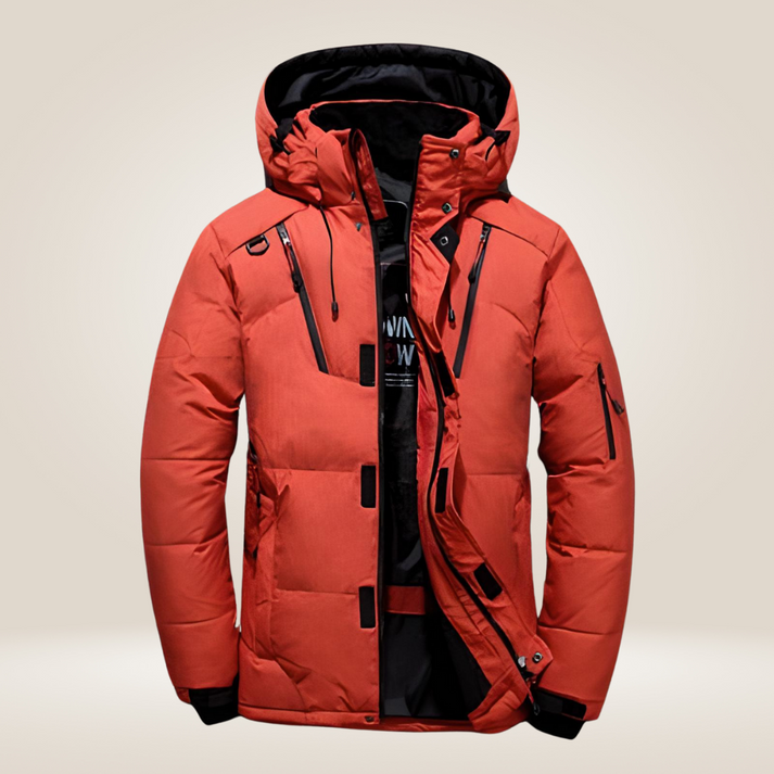 Winter Jacket for Men, Insulated, Hooded | Waterproof | Orange