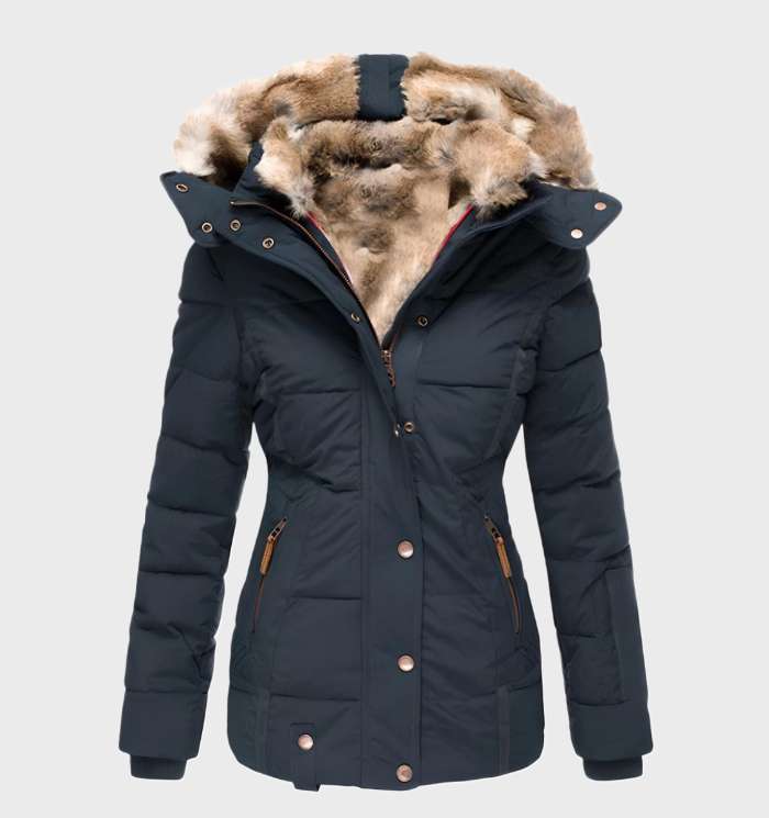 Winter Jacket for Women, Slim Fit with Hood | Water-Resistant | Blue