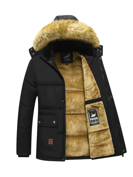 Winter Parka Jacket for Men | Removable Hood | Black