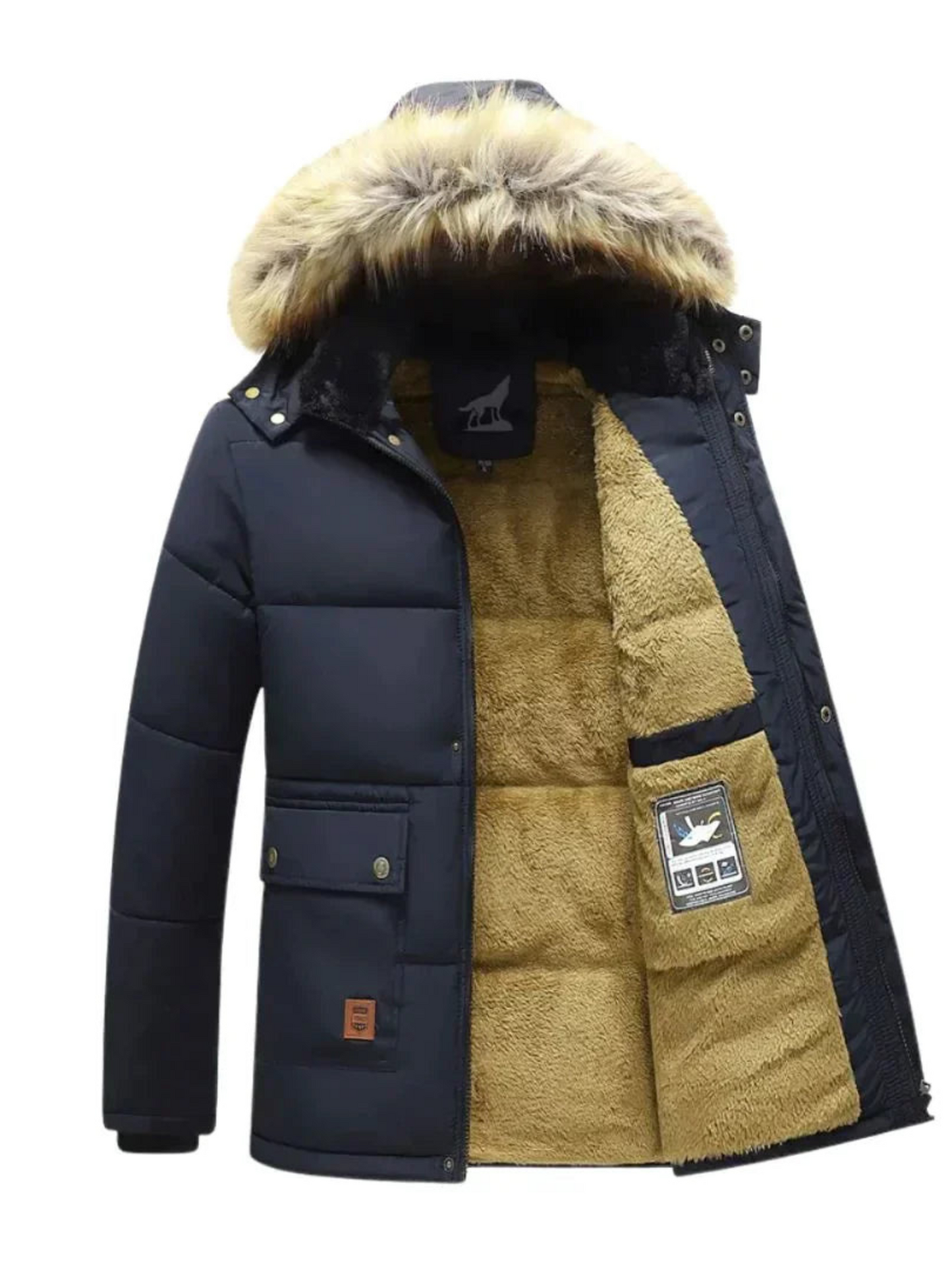 Winter Parka Jacket for Men | Removable Hood | Blue