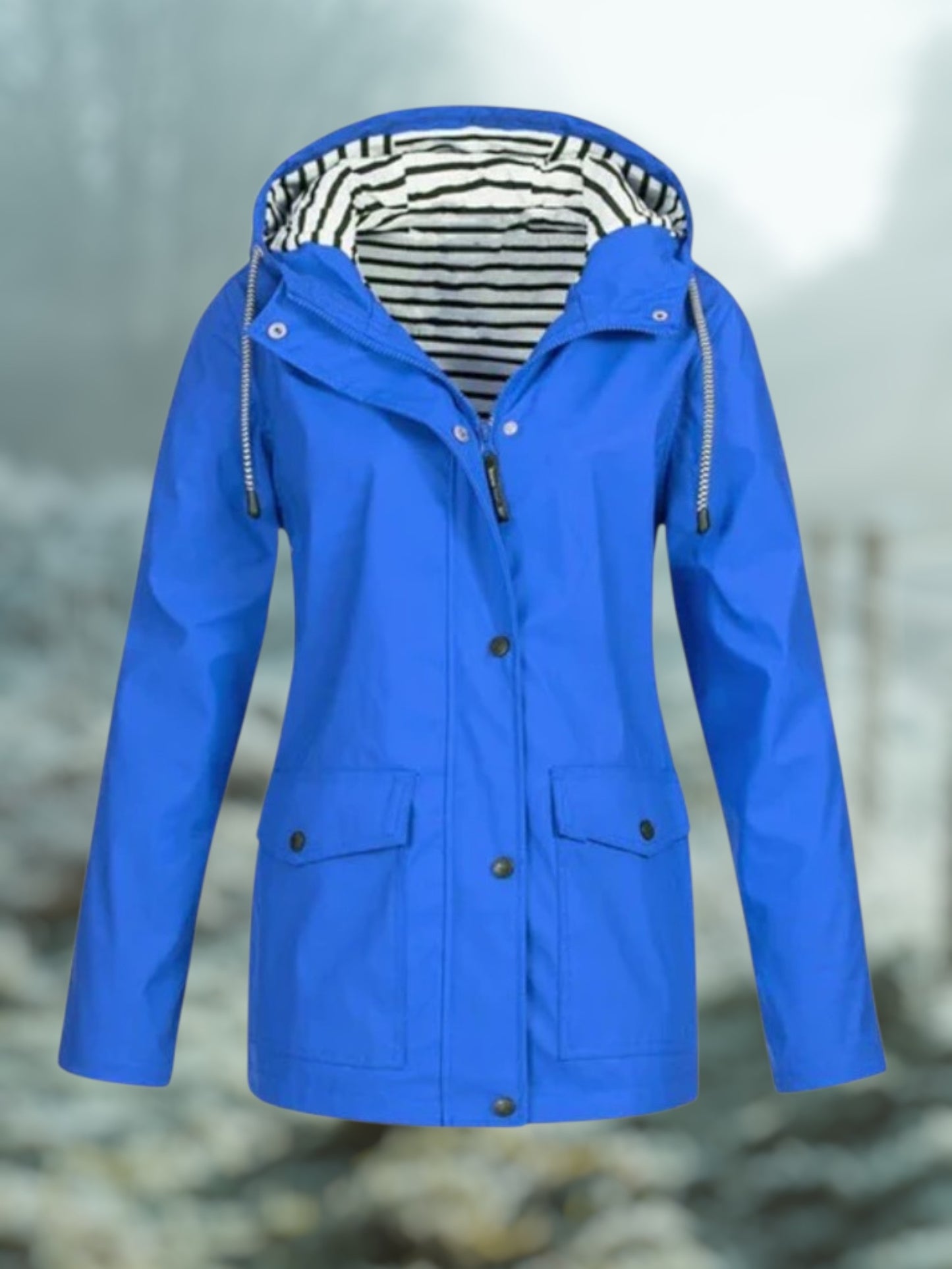 Winter Rain Jacket with Hood | Waterproof | Blue