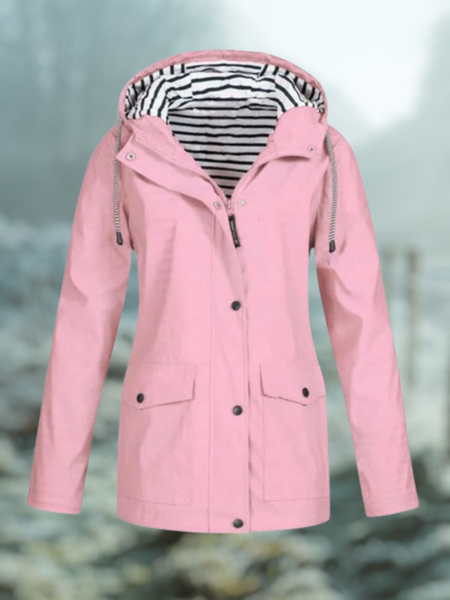 Winter Rain Jacket with Hood | Waterproof | Pink