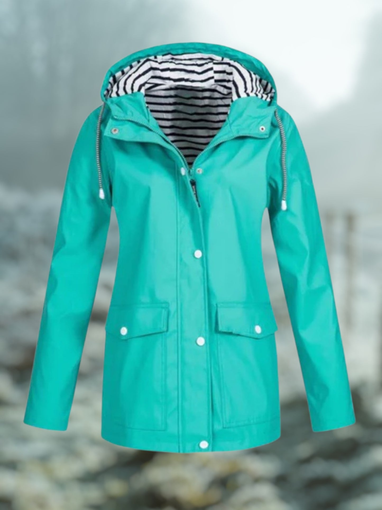 Winter Rain Jacket with Hood | Waterproof | Turquoise