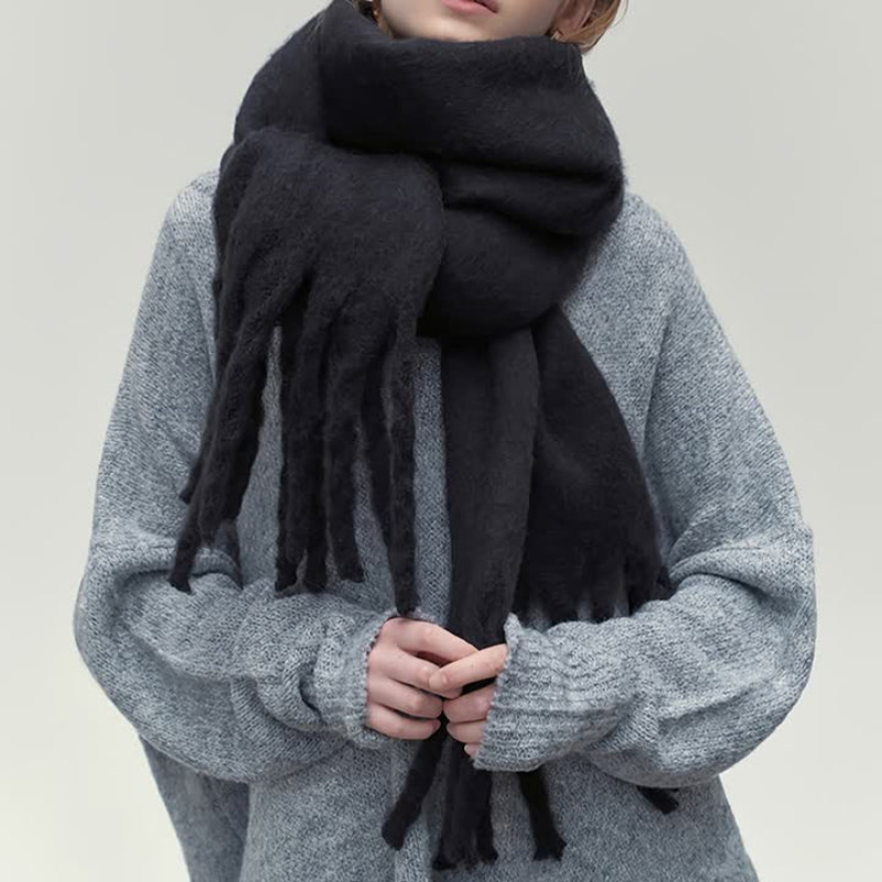 Winter Scarf for Women | Knitted Classic Design | Black