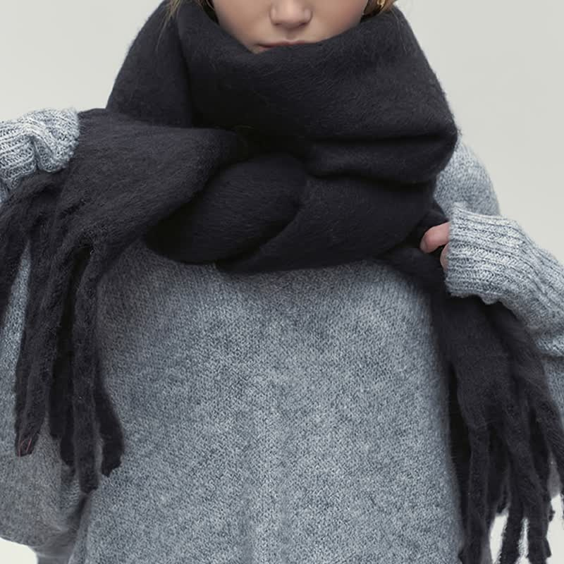 Winter Scarf for Women | Knitted Classic Design | Black1