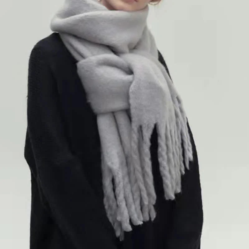 Winter Scarf for Women | Knitted Classic Design | Gray