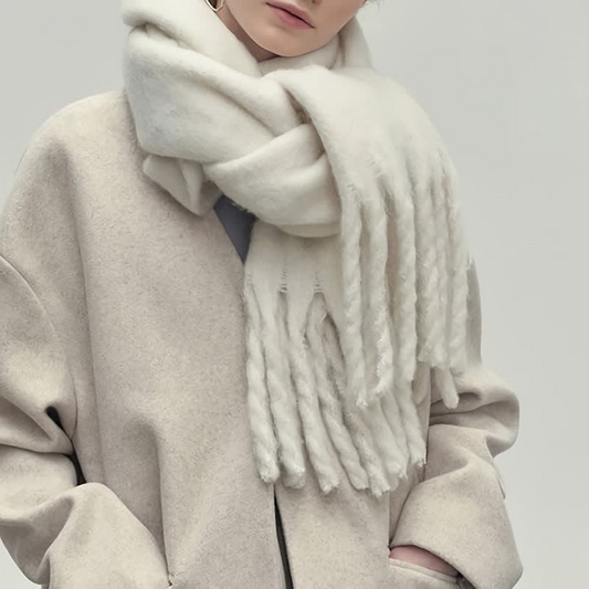 Winter Scarf for Women | Knitted Classic Design | White