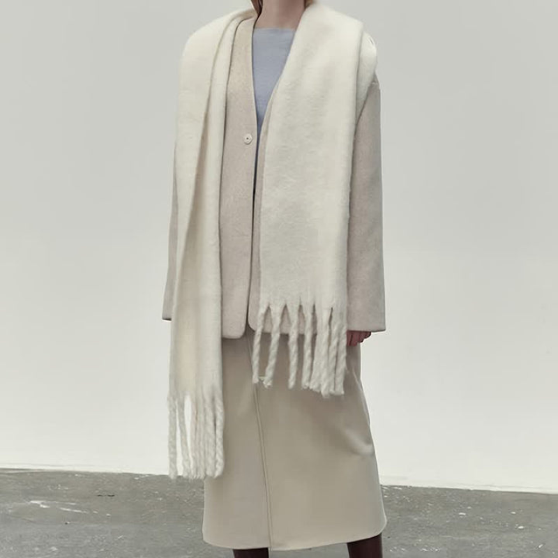 Winter Scarf for Women | Knitted Classic Design | White1