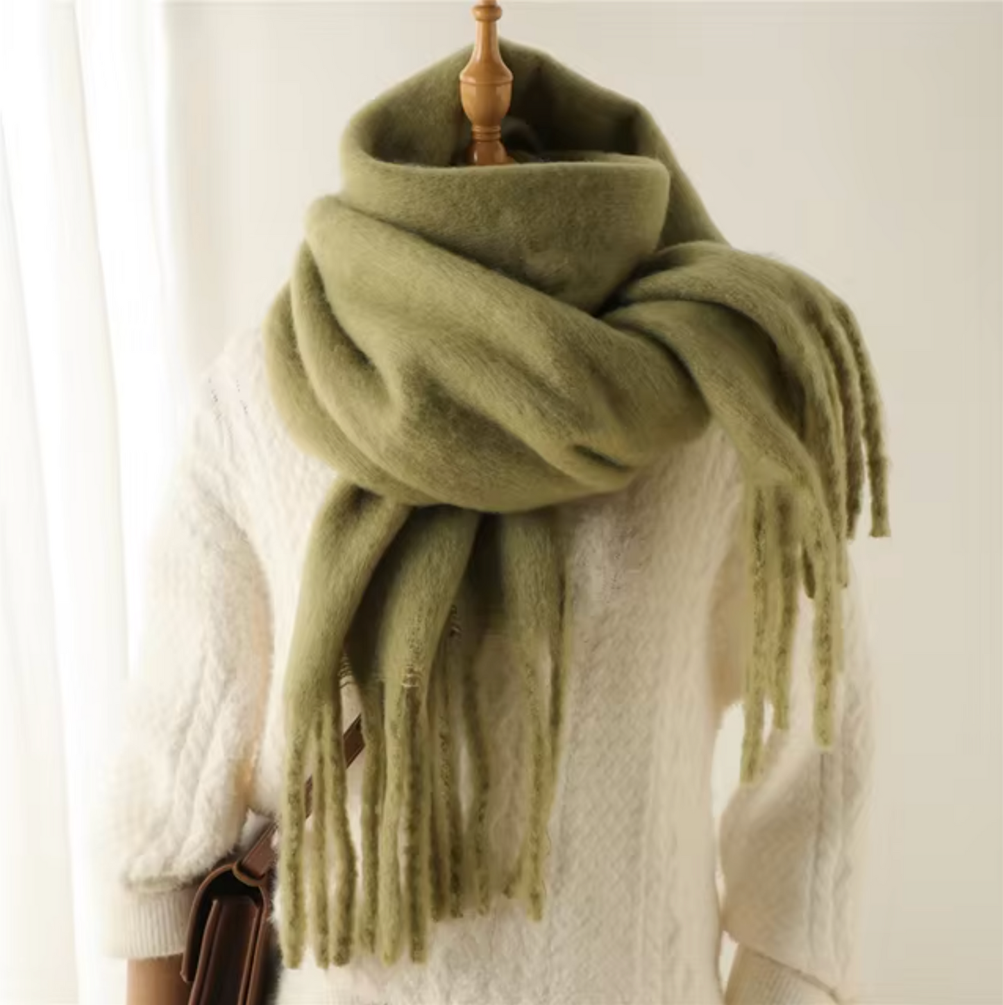 Winter Scarf for Women | Thick Pashmina Design | Army Green
