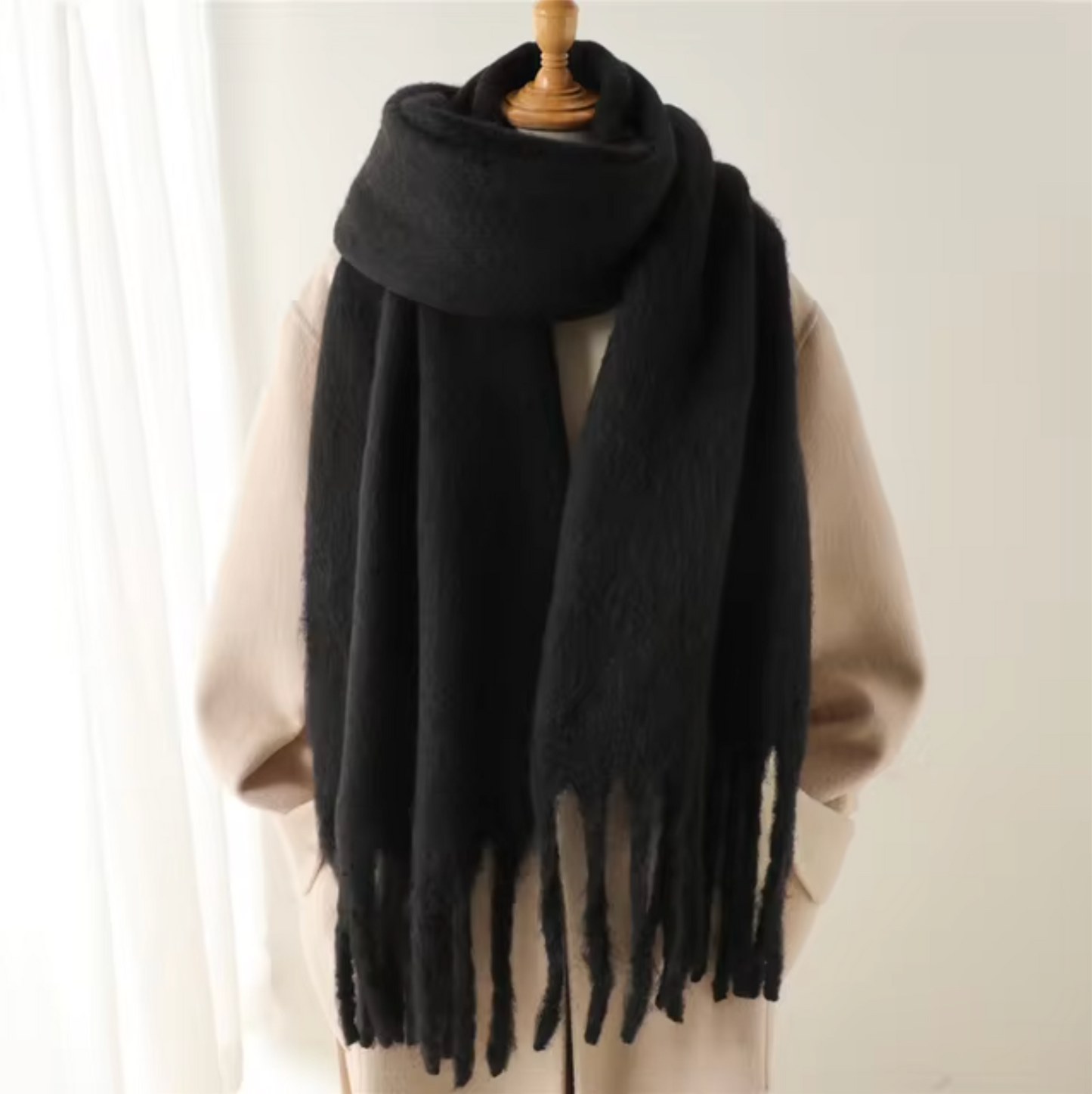 Winter Scarf for Women | Thick Pashmina Design | Black