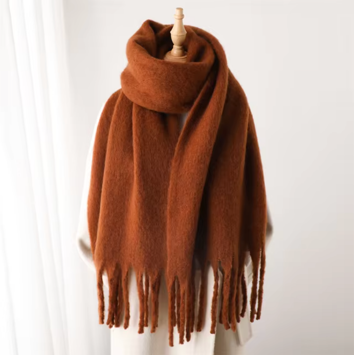 Winter Scarf for Women | Thick Pashmina Design | Brown