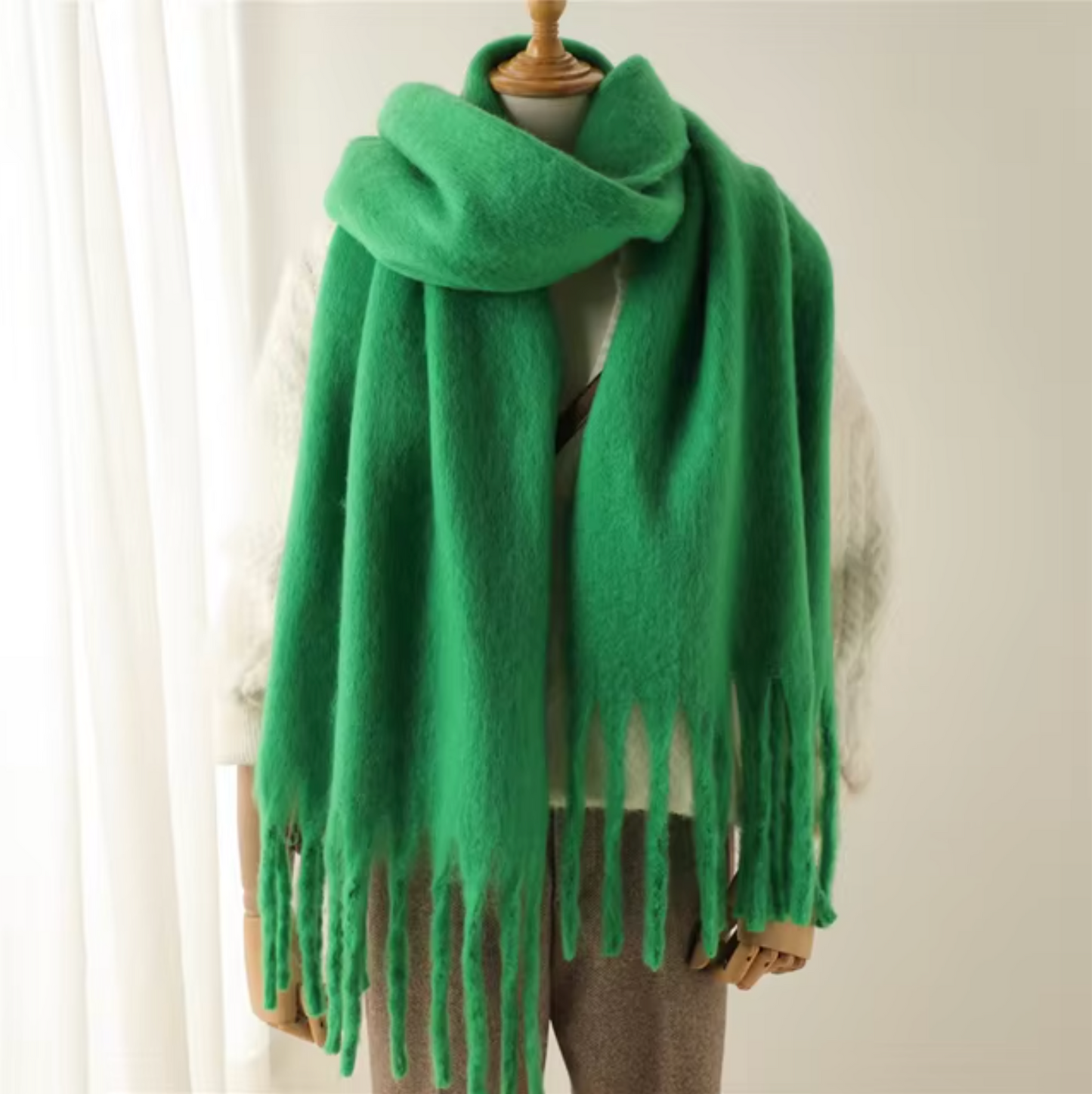 Winter Scarf for Women | Thick Pashmina Design | Green