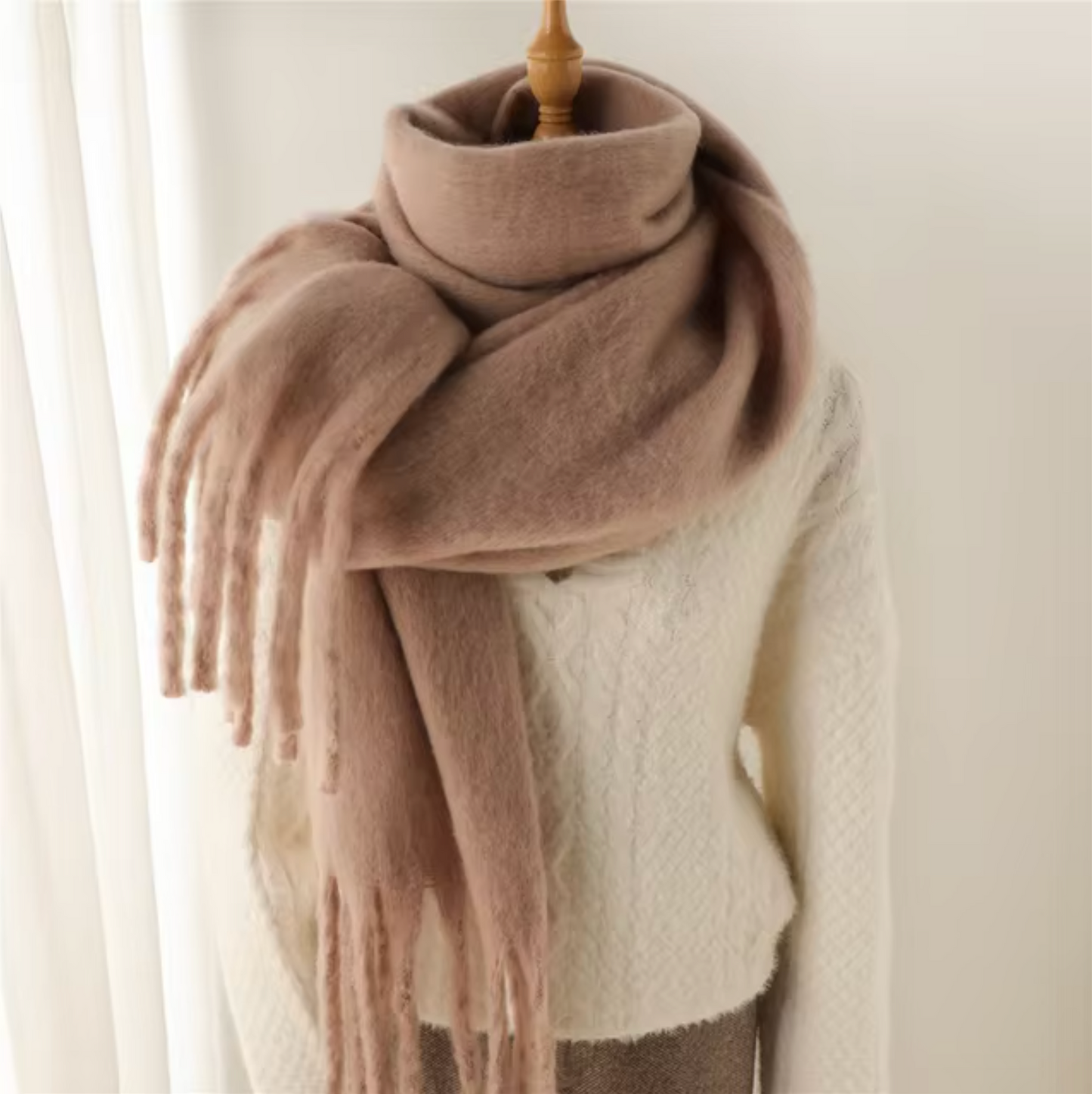 Winter Scarf for Women | Thick Pashmina Design | Khaki