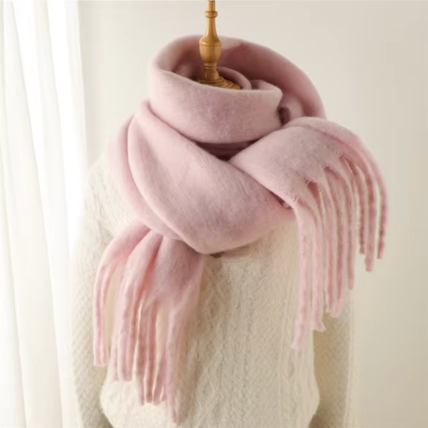 Winter Scarf for Women | Thick Pashmina Design | Light Pink