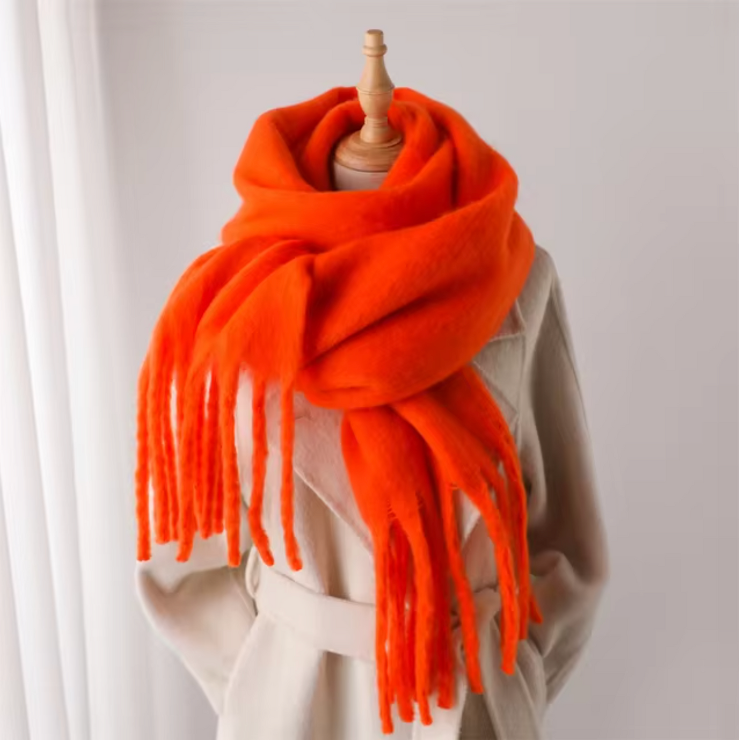 Winter Scarf for Women | Thick Pashmina Design | Orange