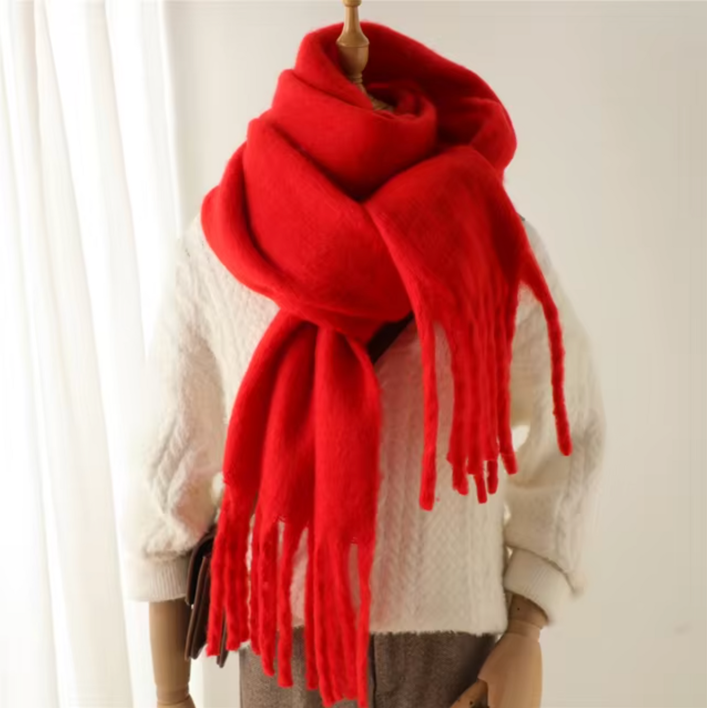 Winter Scarf for Women | Thick Pashmina Design | Red