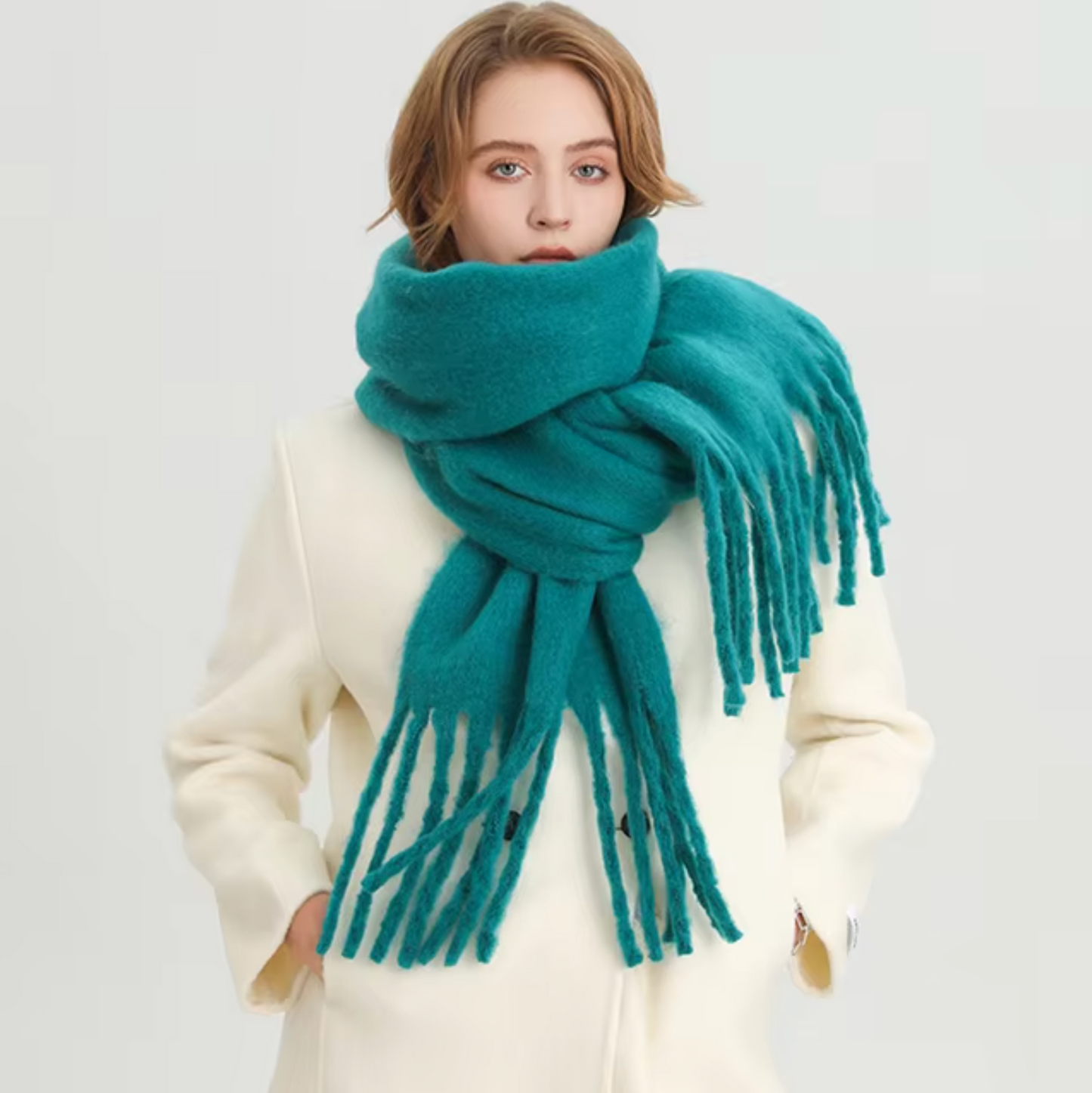 Winter Scarf for Women | Thick Pashmina Design | Turquoise