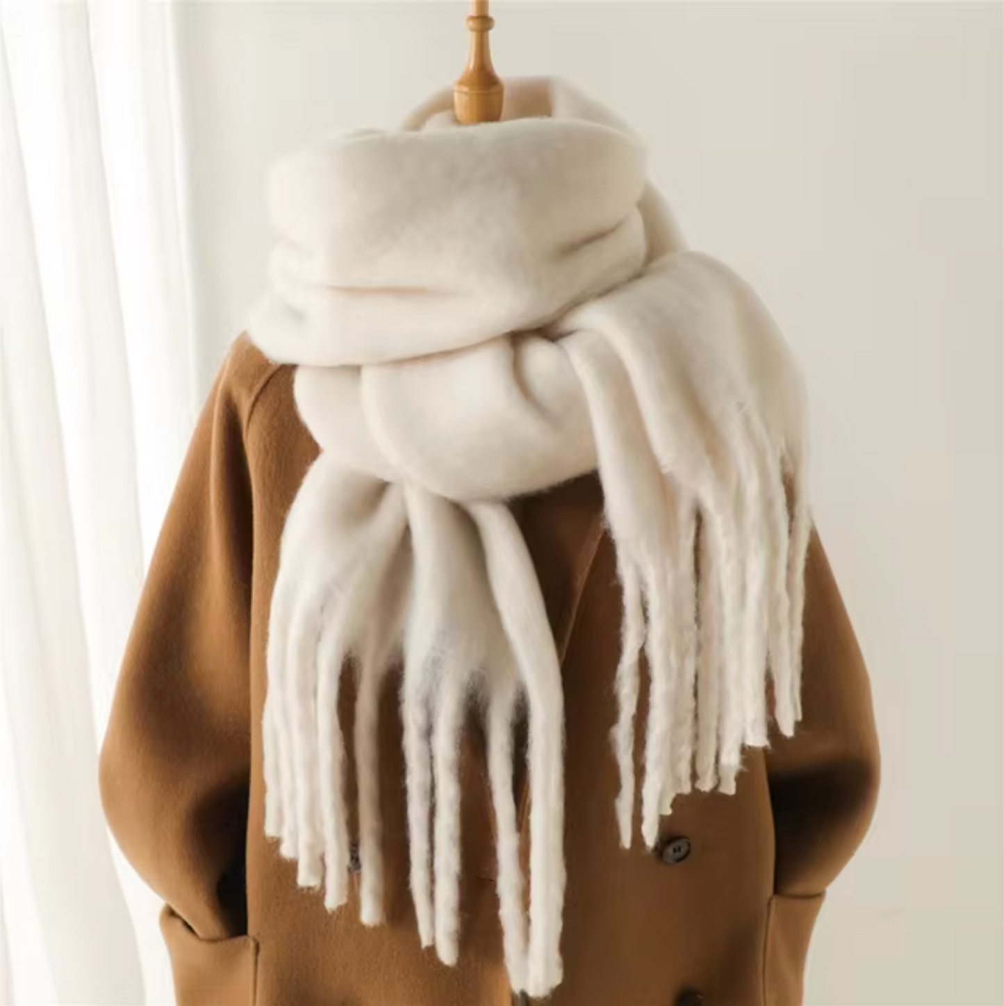 Winter Scarf for Women | Thick Pashmina Design | White