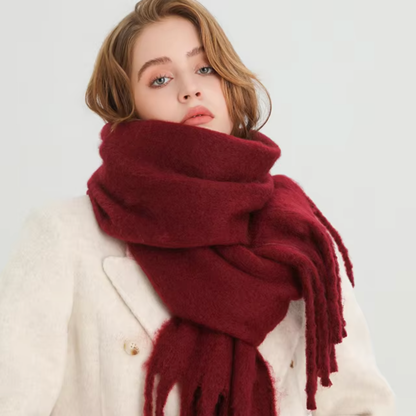 Winter Scarf for Women | Thick Pashmina Design | Wine red