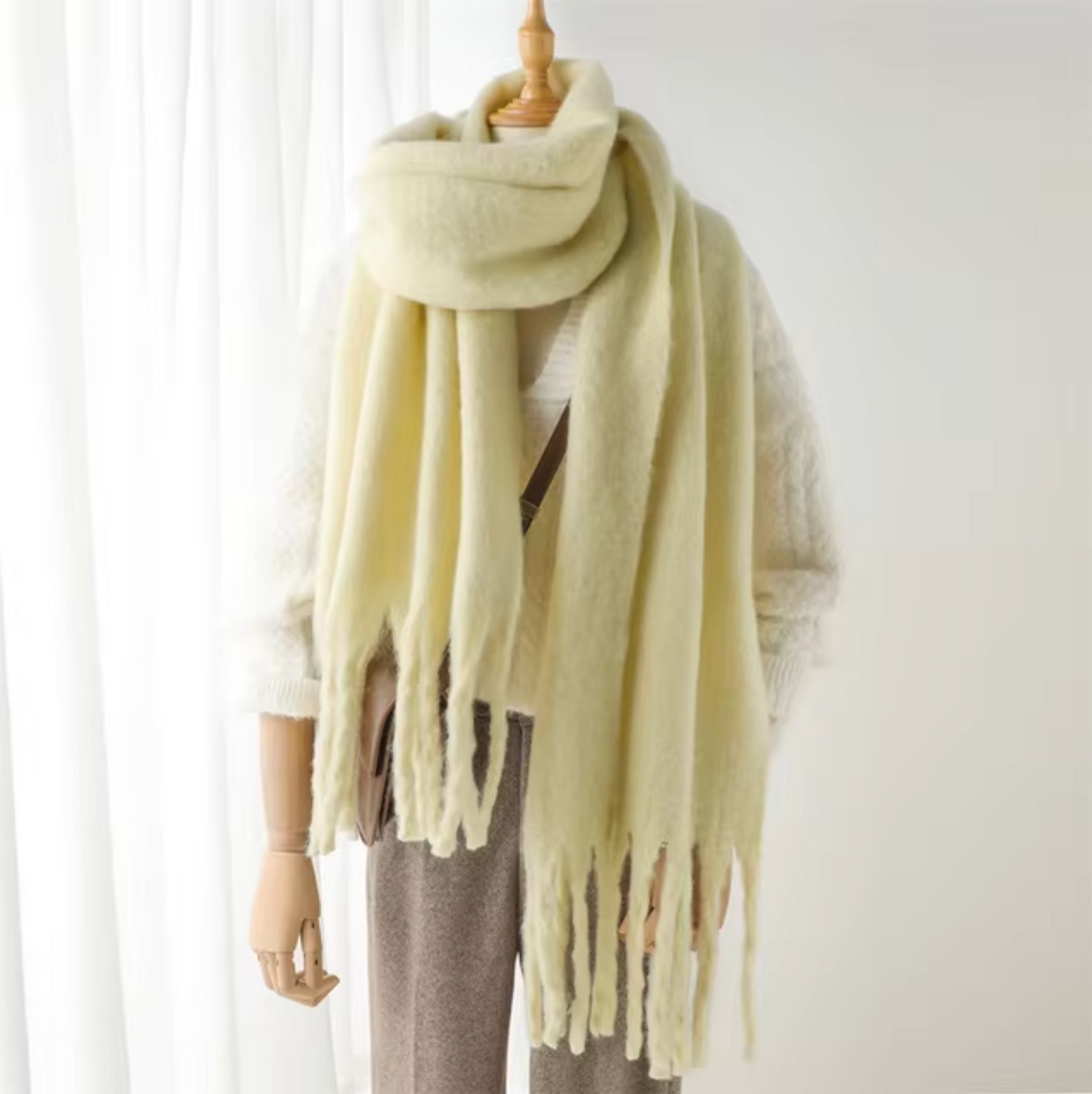 Winter Scarf for Women | Thick Pashmina Design | Yellow