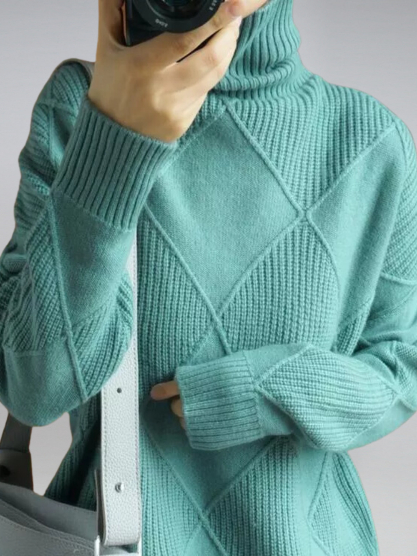 Women Knit Sweater | Turtleneck | Turquoise