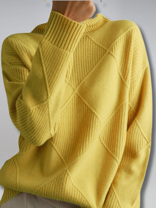 Women Knit Sweater | Turtleneck | Yellow