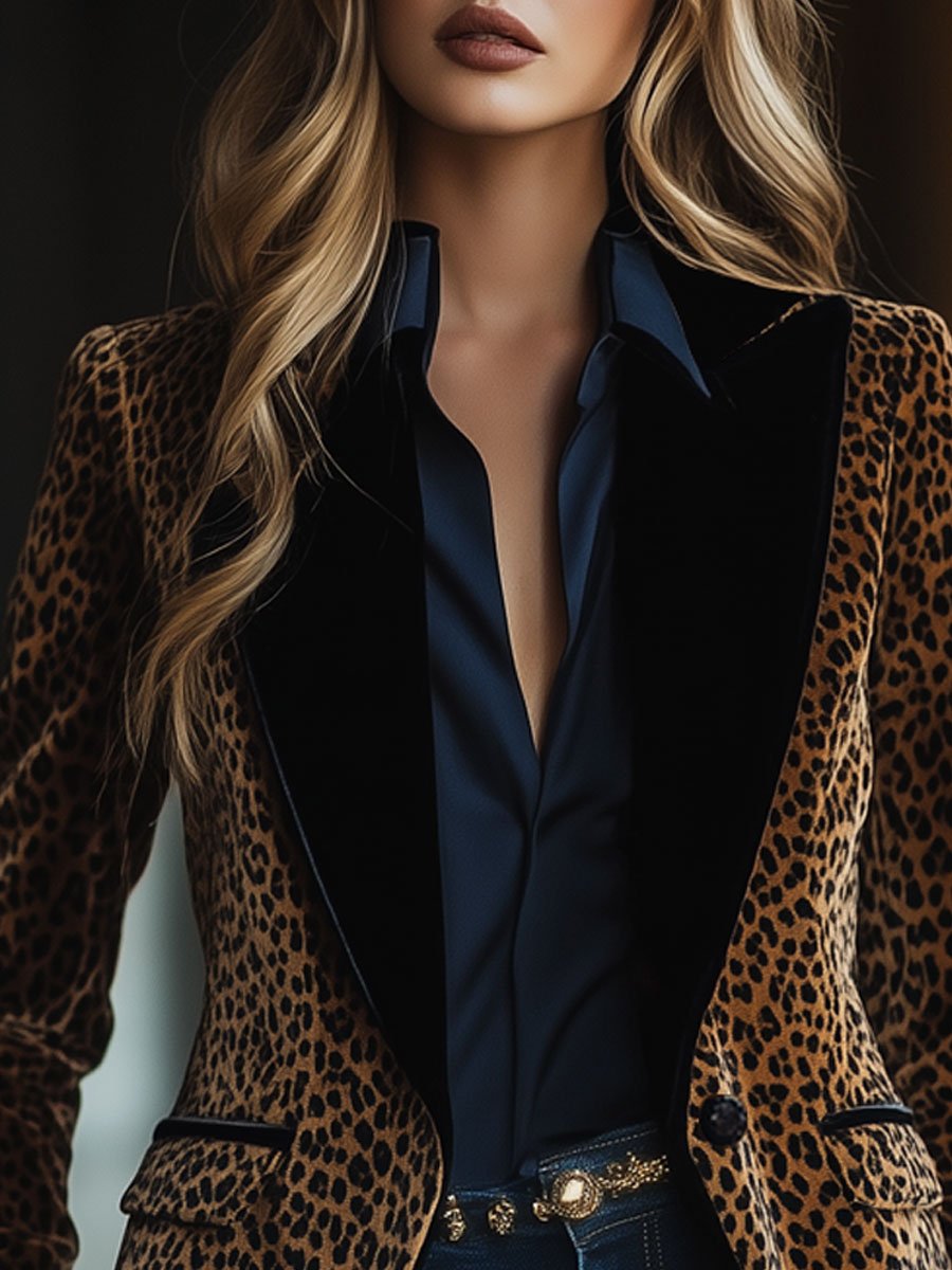 Leopard Print Blazer for Women | Loose Fit