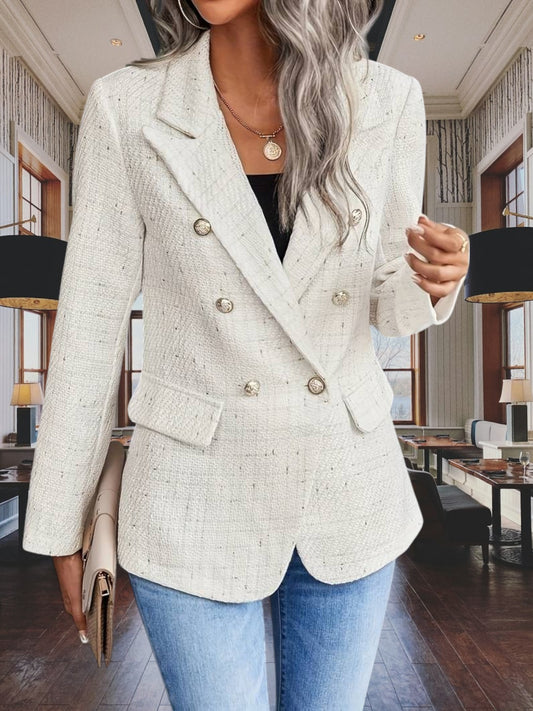 Women's Blazer with Notched Collar and Long Sleeves | Beige 4