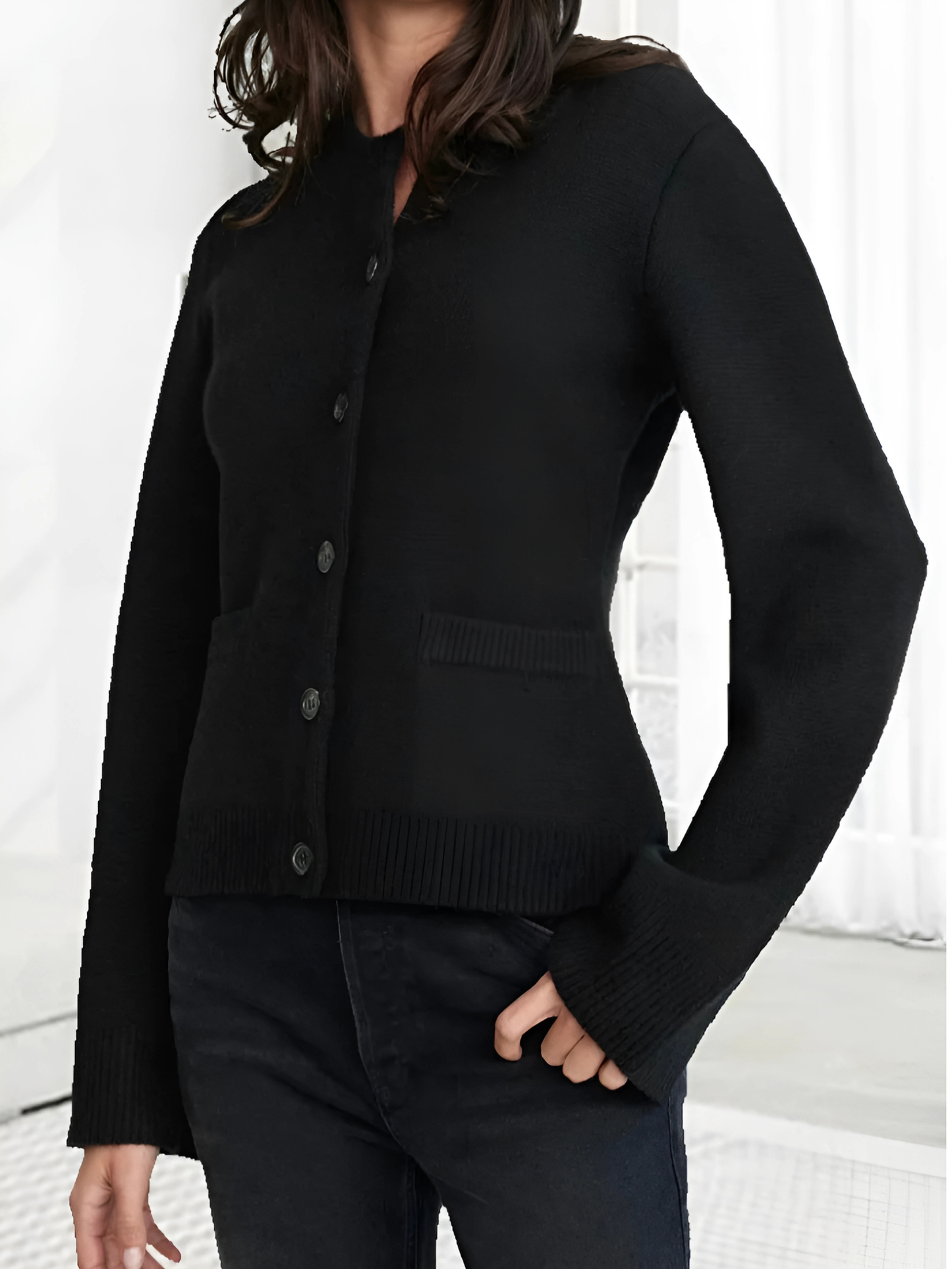 Women's Cardigan, Flared Sleeves | Hip-Length 4