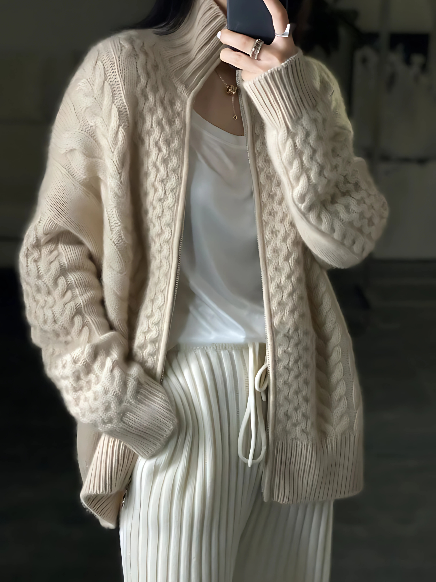 Women's Cardigan, Knitted, High Collar | Regular Fit 0