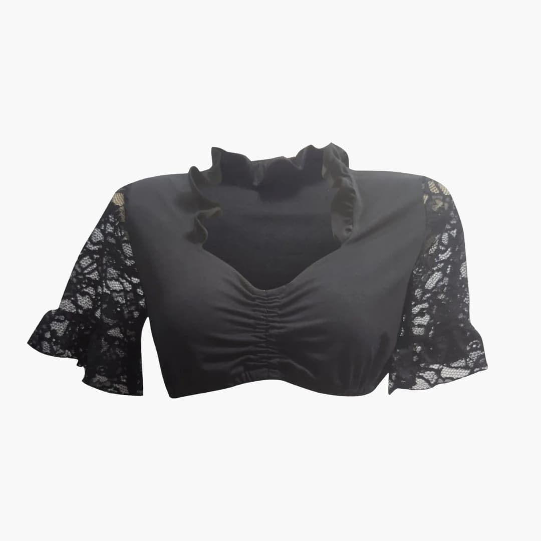 Women's Dirndl Blouse | Short Cut, Half-Length Lace Sleeves | Elegant 1