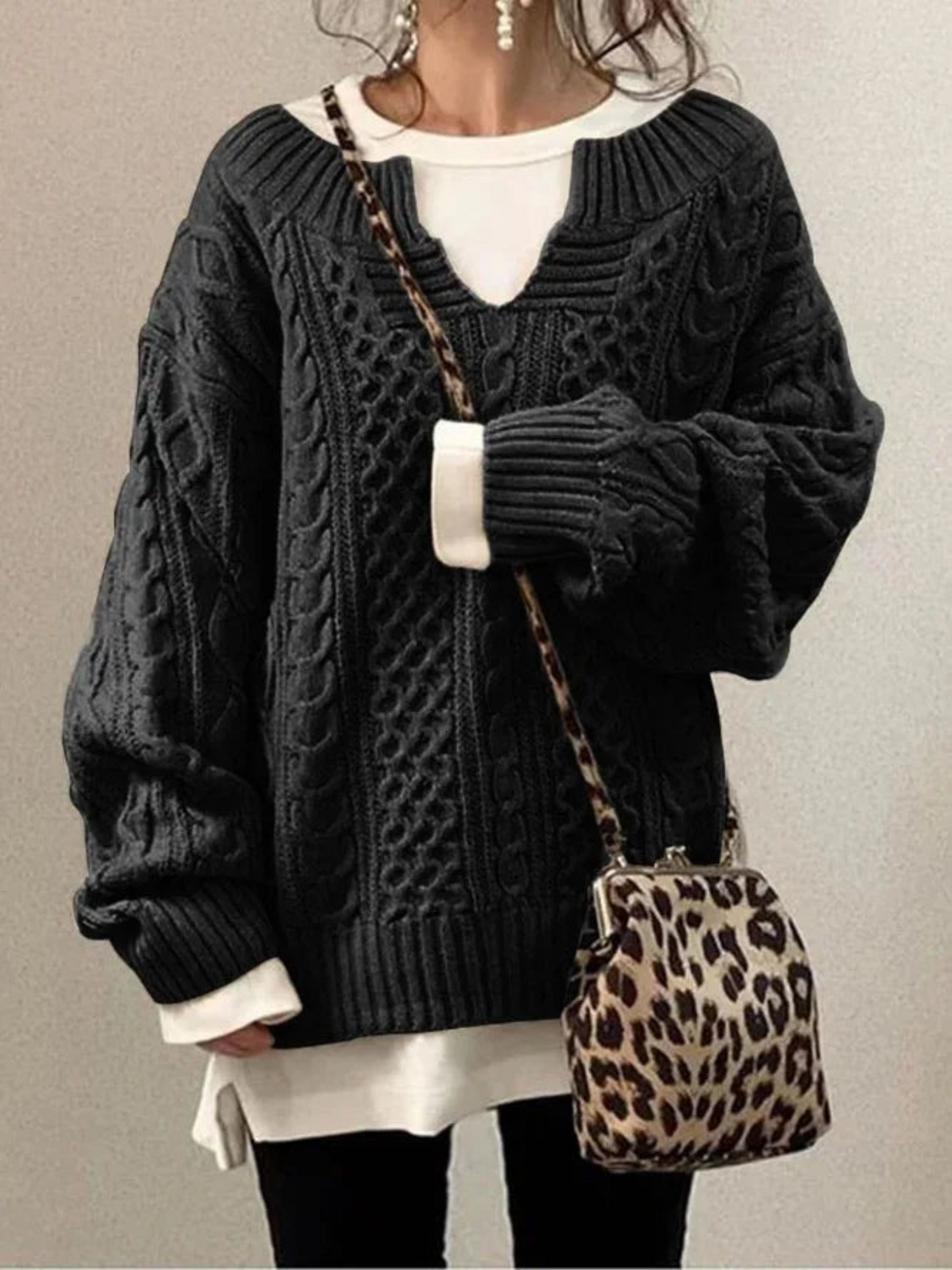 Women's Half Zip Sweatshirt | Relaxed Fit | Black