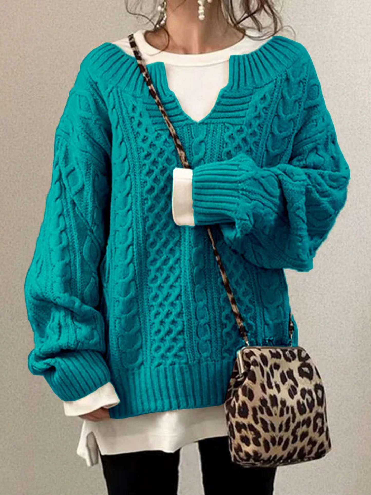 Women's Half Zip Sweatshirt | Relaxed Fit | Blue Green