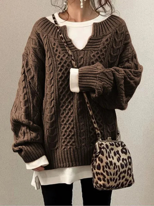 Women's Half Zip Sweatshirt | Relaxed Fit | Brown