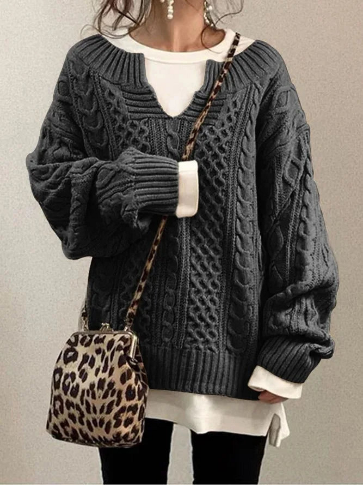 Women's Half Zip Sweatshirt | Relaxed Fit | Dark Gray