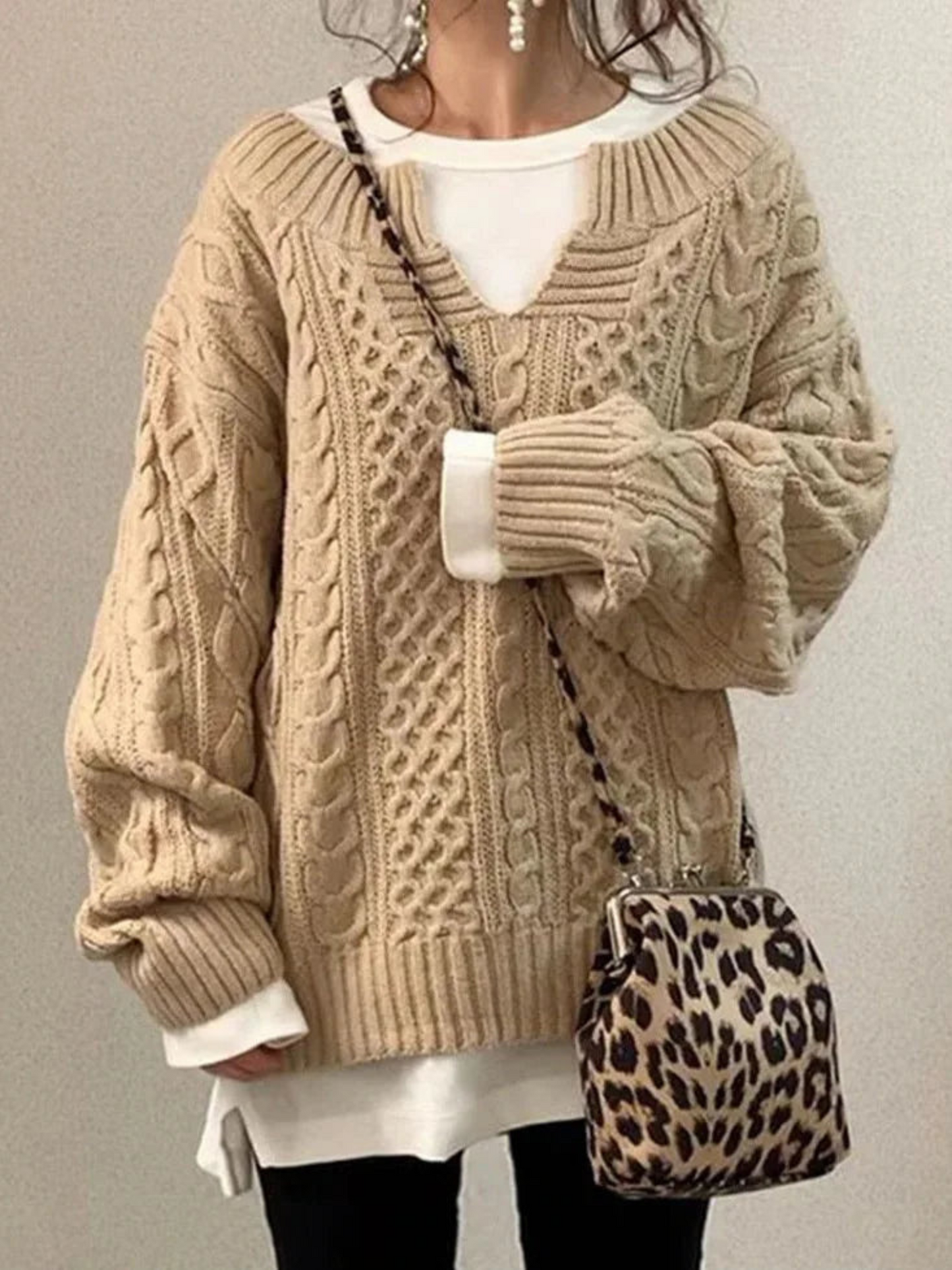 Women's Half Zip Sweatshirt | Relaxed Fit | Khaki