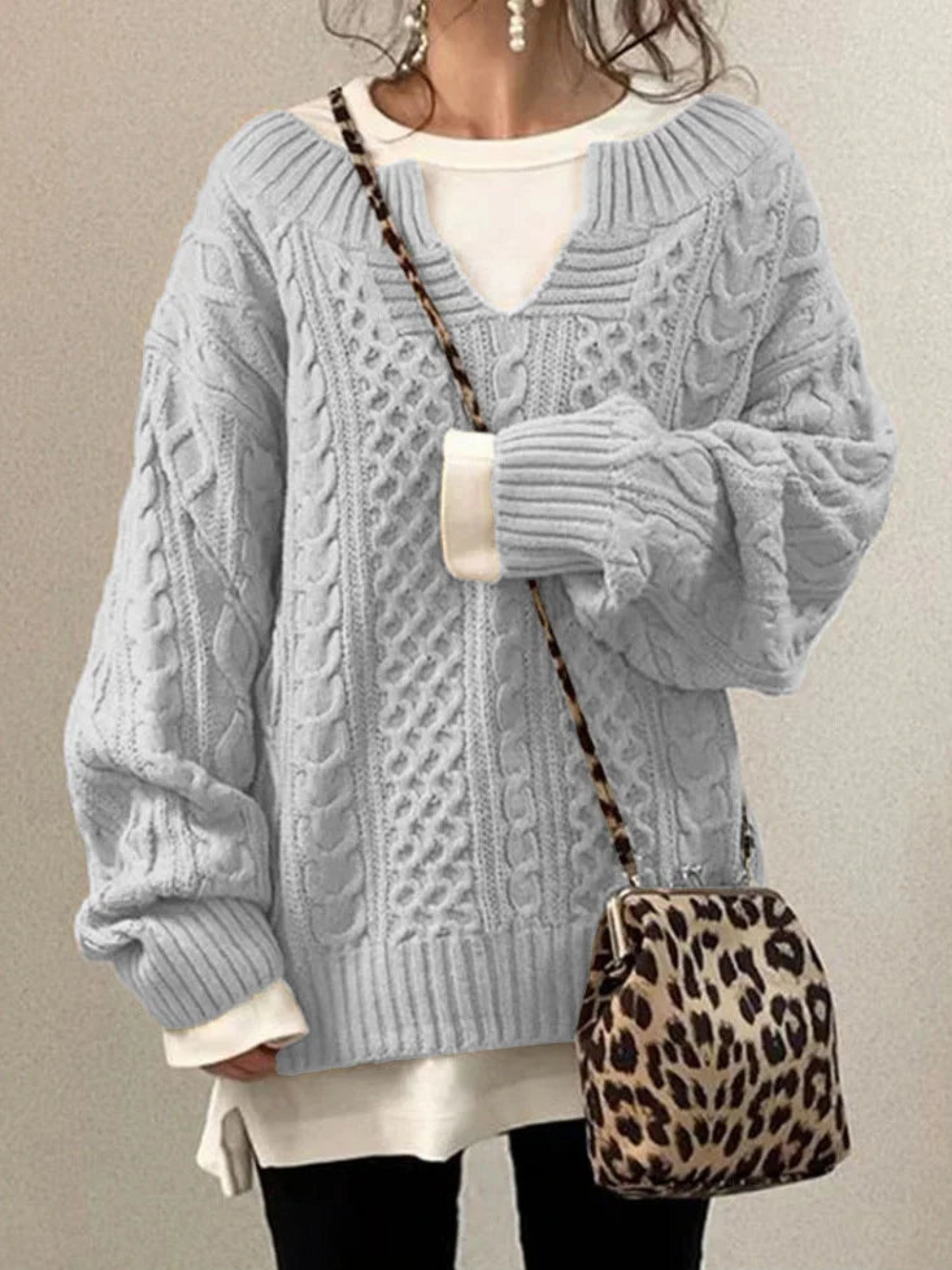 Women's Half Zip Sweatshirt | Relaxed Fit | Light Gray