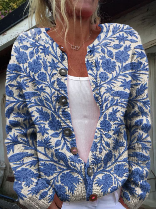 Women's Knit Cardigan  | Floral Pattern 0