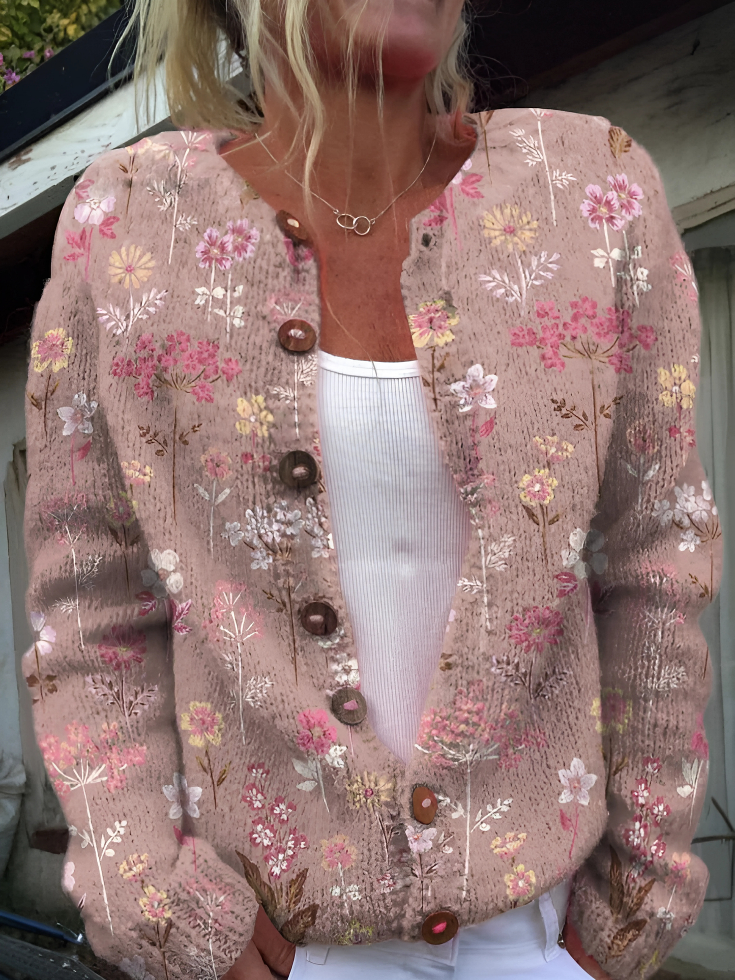 Women's Knit Cardigan  | Floral Pattern 2